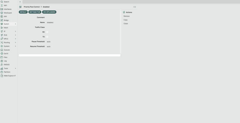 MikroTik CRS804 DDQ Webfig PFC