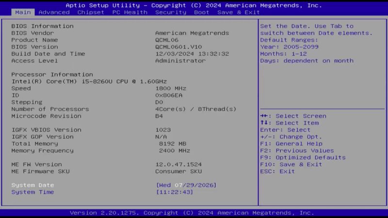 Qotom Q30952UE BIOS