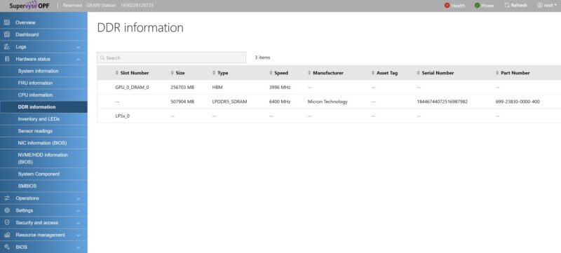 GIGABYTE W775-V10-L01 OpenBMC DDR information