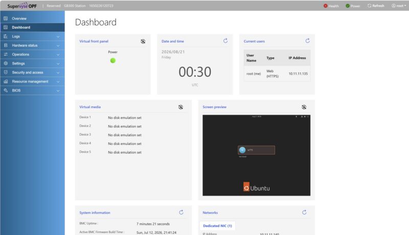GIGABYTE W775-V10-L01 OpenBMC Dashboard