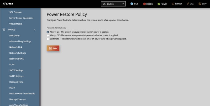 MSI Galaxy GB300 IPMI Power Restore Policy MSI Galaxy GB300 IPMI Power Restore Policy