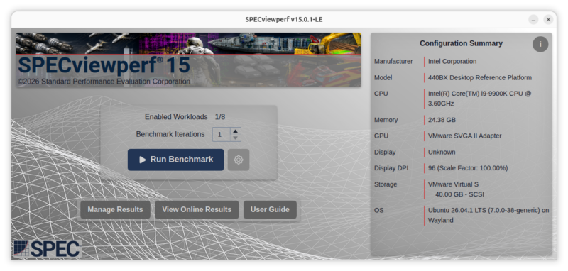 SPECviewperf 15.0.1 Linux Edition GUI SPECviewperf 15.0.1 Linux Edition GUI