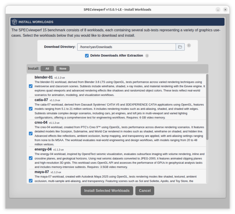 SPECviewperf 15.0.1 Linux Edition Workload Installation SPECviewperf 15.0.1 Linux Edition Workload Installation