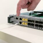 STH AWS Networking Lab Tour – AWS timing appliance front panel with antenna inputs