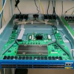 STH AWS Networking Lab Tour – Blue 3.2 Tbps AWS switch with cover removed