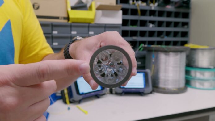 STH AWS Networking Lab Tour - Hollow core fiber model with air center channel