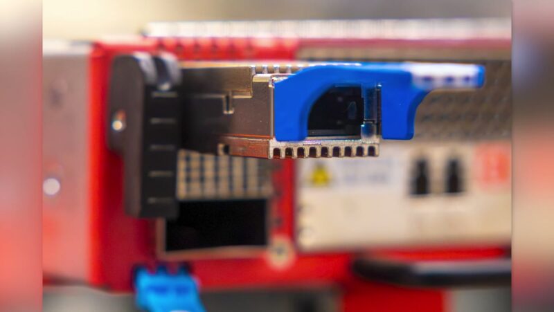 STH AWS Networking Lab Tour - Pluggable optical module detail STH AWS Networking Lab Tour - Pluggable optical module detail